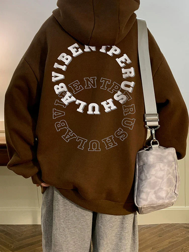 Autumn Hip Hop Letter Printed Pullovers Hoodies For Men