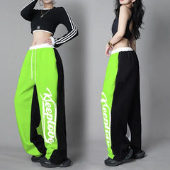 Stylish Y2K Sweatpants: High-Waist, Patchwork Contrast