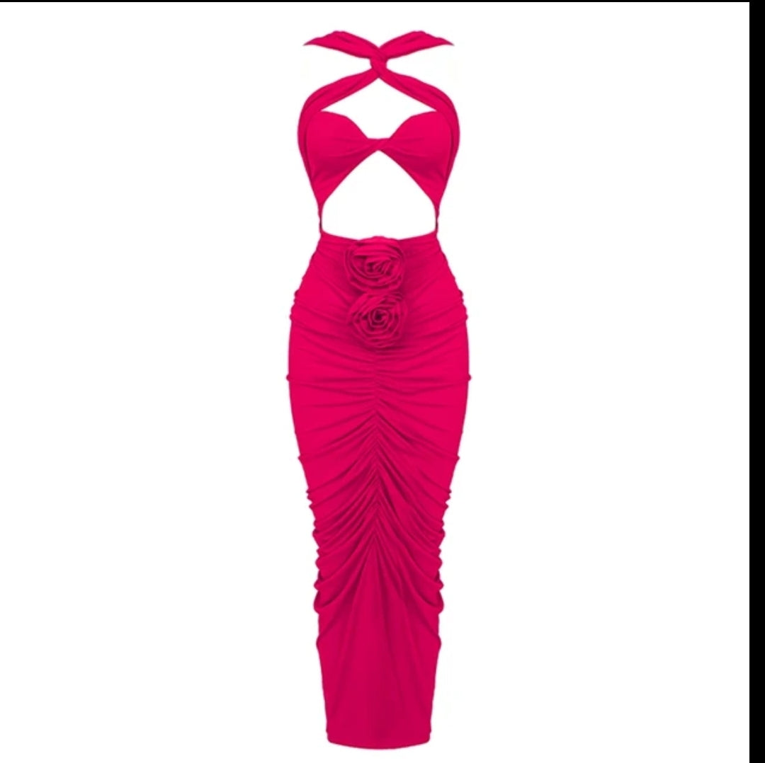 The Hottest Ruched Midi Dress