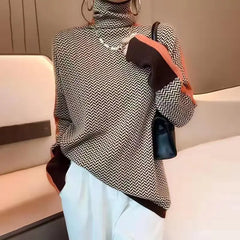 Chic Sexy Turtleneck Knitted Sweater for Women Slim Fit Popular Sweet Style