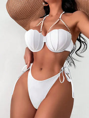 2024 Sexy White Pearl Bikini