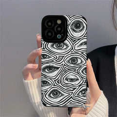 Spooky Horror Dense Eyes Pattern Phone Case For iPhone