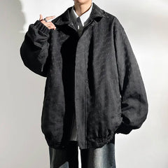 Spring and Autumn Casual Men Jacket with Lace-up Bottom Sleeves and Classic Zipper