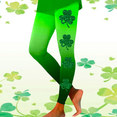 St Patricks Day Lucky Clovers Leggings Green For Women
