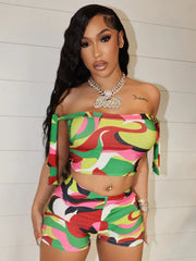 Colorful Print Short Set