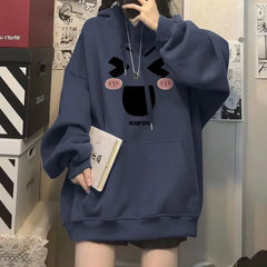 Autumn Women Thin Velvet Hoodie Oversized Korean BTS Style