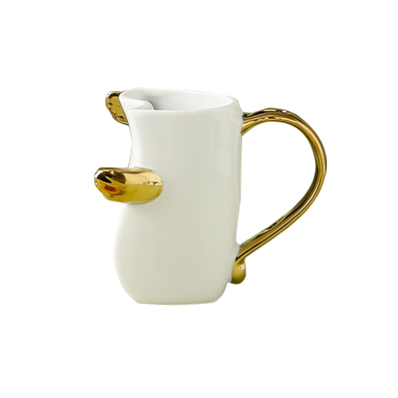 Coffee Mug With Spoon Gold Handle Cup Ceramic