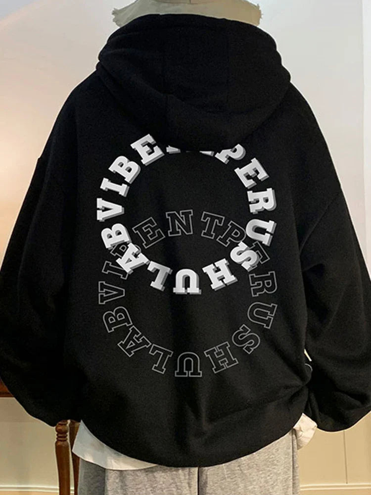 Autumn Hip Hop Letter Printed Pullovers Hoodies For Men