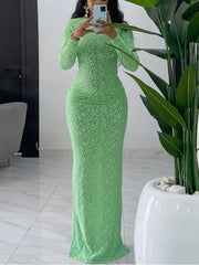 Eccentric Green Maxi Long Sleeve Dress