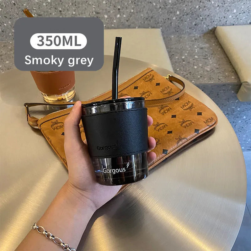 Coffee Straw Cup With Lid Heat-Resistant Water Bottle Beer Drinkware Coffee Mug