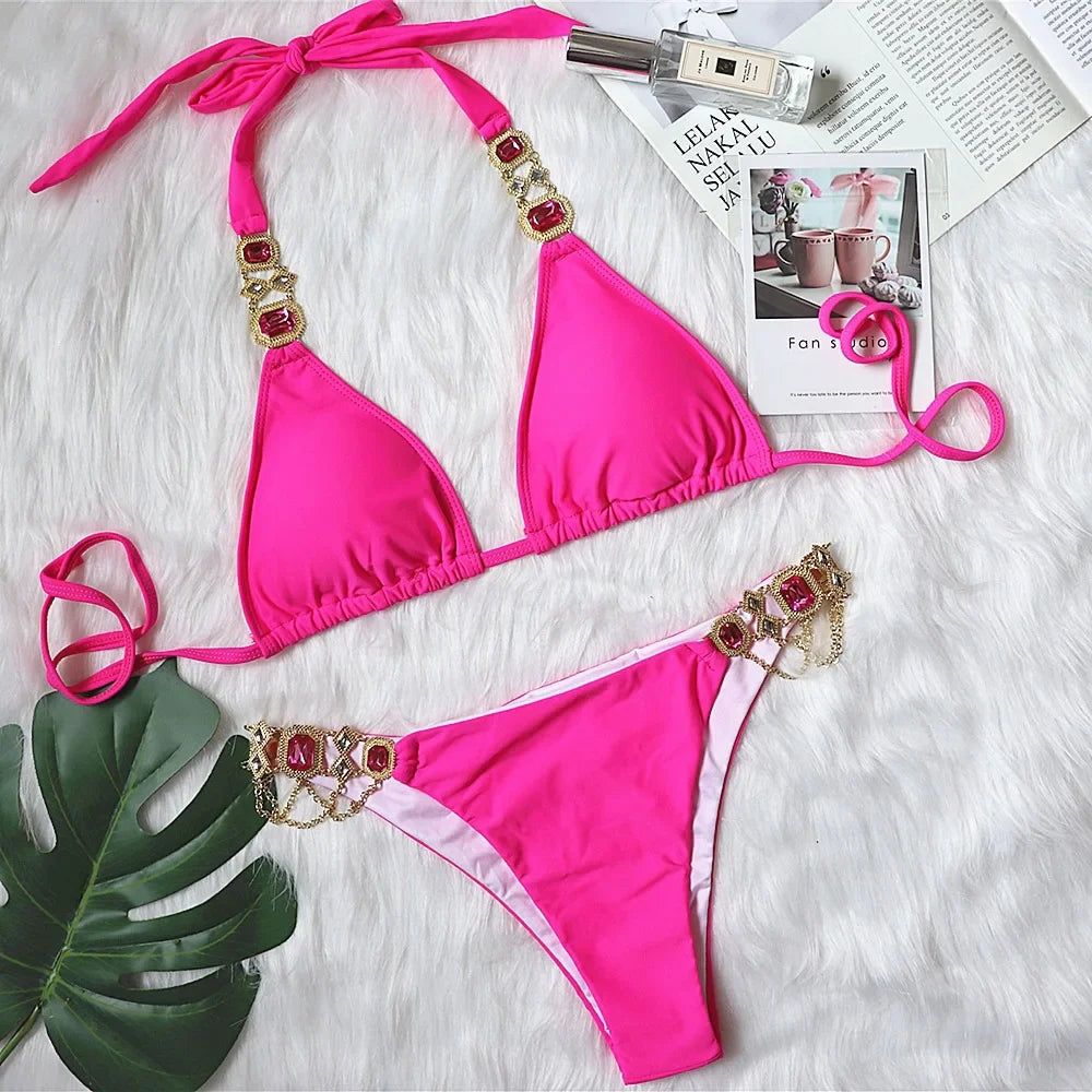 Women's Rhinestone Triangle Bikini