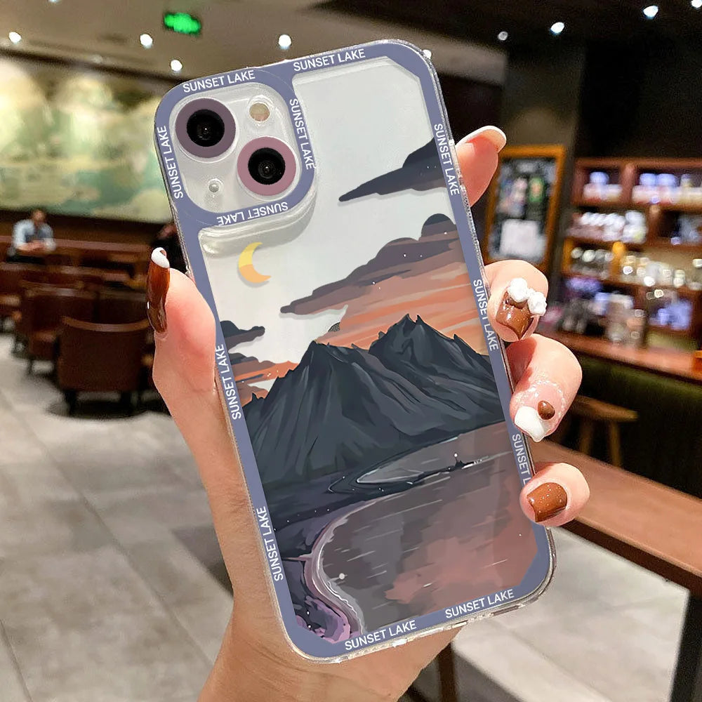 Scenery Sunset Phone Case For IPhone Shockproof Clear Cover