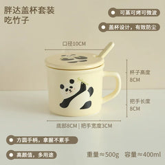 Creative Panda Ceramic Mug Large Capacity Scoop with Lid Exquisite