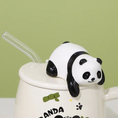Cute cartoon panda Ceramics Mug 400ml With Lid and Spoon Coffee mugs Milk Tea Mugs Breakfast