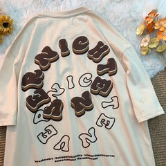 2024 American Retro Letter Print T-Shirt Vintage Ghosting Vibes