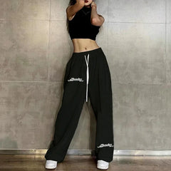 2024 New Streetwear White Sweatpants Women Korean Style Letter Print