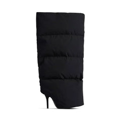 Black Puffer Coat Boot Heels