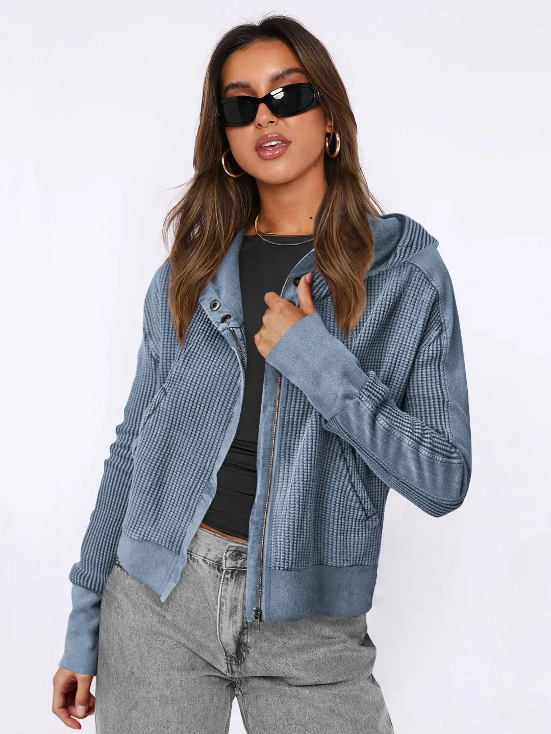 Cozy & Casual Jacketed Patchwork Hoodie for Women