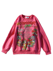 2024 Strawberry Print Sweatshirt - Autumn Casual Fashion for Women