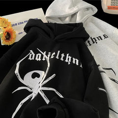 Autumn New Streetwear Spider Pattern Pullover Korean Women Hoodies