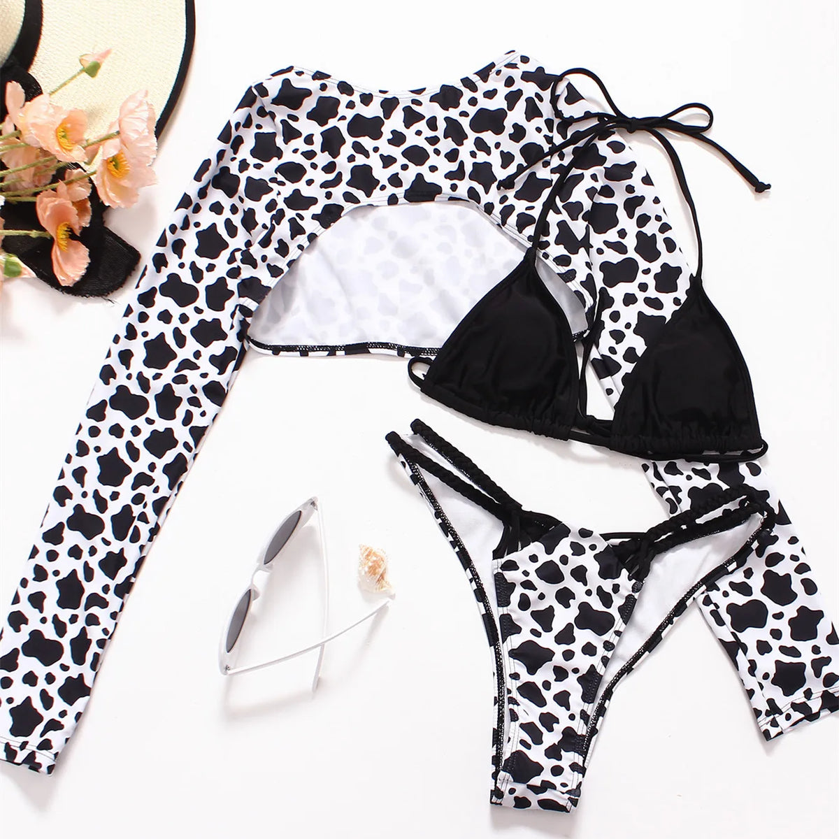 Leopard Print Lace-Up Bikini Set