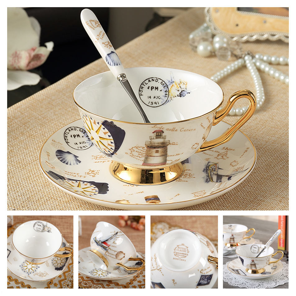 Coffee Cup Saucer Spoon Set Ceramic Mug Tea Cup Cafe