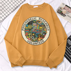 Casual Kawaii Women Sweatshirts Psychedelic Research Volunteer Colourful Prints