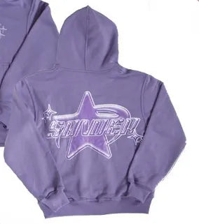 Star Printed Retro Hoodies for Men Autumn-Winter Couple's Streetwear