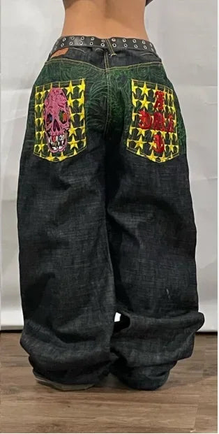 Y2k New Retro Street Clothing Harajuku Hip Hop Jeans Gothic Punk Fashion
