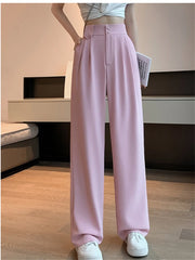 Yitimoky White High Waisted Pants for Women Spring Button Up Wide Leg