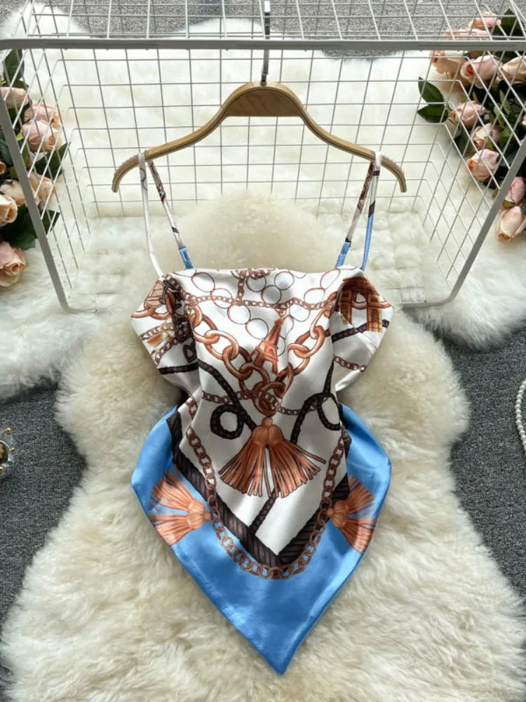 Aesthetic Satin Backless Vest