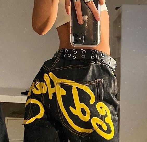 Men's Hip Hop Streetwear Sweatpants with Y2K Goth Punk Print