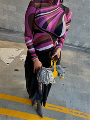 Purple Maze Mesh Top