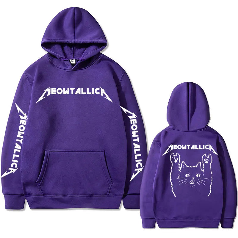 2024 Meowtallica Cat Rock Music Men Hoodies