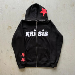 Y2K Revival Men Vintage Gothic Hoodies with Star Letter Prints