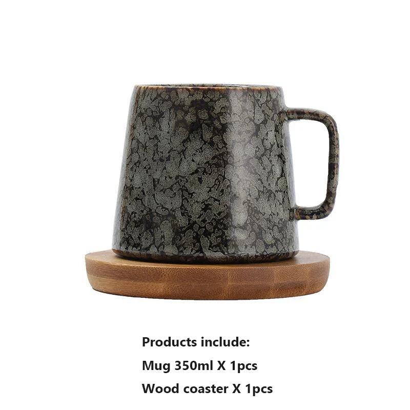 Japanese Vintage Ceramic Mug, High-Capacity Coffee Tea Cups 350ml