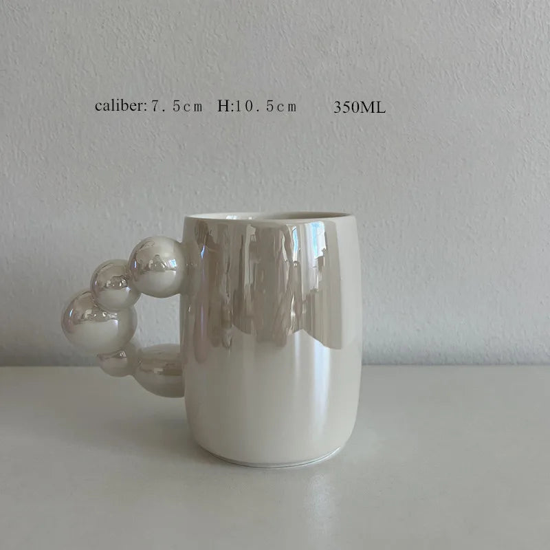 Ceramic Gourd Bead Handle Mug Stylish Cup for Home Bar and Parties