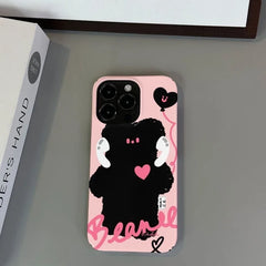Black Earphone Bear Half Pack Film Hard Case mobile phone housing