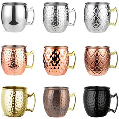 1pcs 550ml 18 Ounces Moscow Mule Mug Stainless Steel Hammered Copper Plated Beer