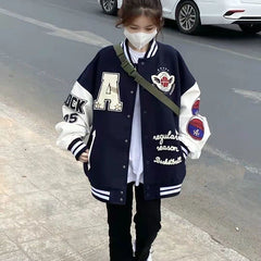 Korean Version Loose Embroidery Harajuku Style Hoodie Women