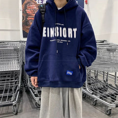 Spring Retro Letter Printed Hoodies Hombre 2024 New Personality Loose Streetwear