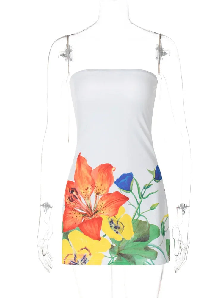 Strapless Mini Dress Y2K Floral