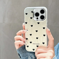 Black Wave Point Little Love Heart Case for iPhone