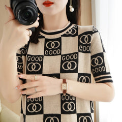 Sweater Women Cotton Round Neck Pullover Loose Long-Sleeved Ladies Top Knit Bottoming Shirt