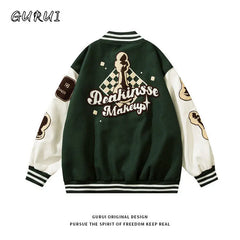 Y2K American Hip-Hop Embroidered Baseball Coat Men Autumn Winter