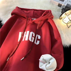 Baggy Letter Patch Hoodies Korean Street Style Couple Tops