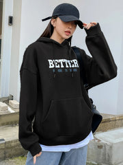 Korean Fashion Natural Letter Print Cotton Hoodie Casual