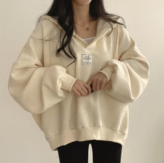 Hoodies Outerwear Bat Sleeve Hooded Pullovers Tops 2022 New Autumn All-Matched Chic Female Sweatshirt