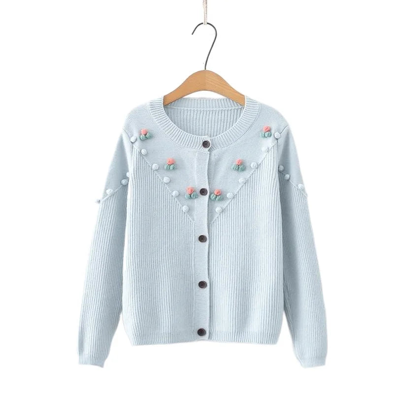 2023 Autumn Women's Floral Embroidered Cardigan: V-Neck Chic Sweater