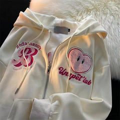 Cozy Corduroy Plush Embroidered Hoodies Embrace Street Trend Fashion in Oversized Casual Style!